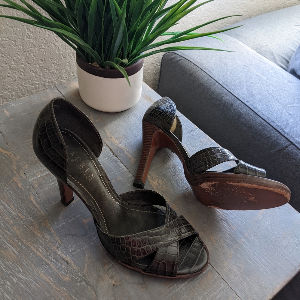 Ralph Lauren Dark Green 3 inch heels